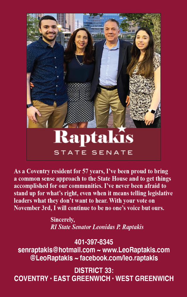 RI State Senator Raptakis - about